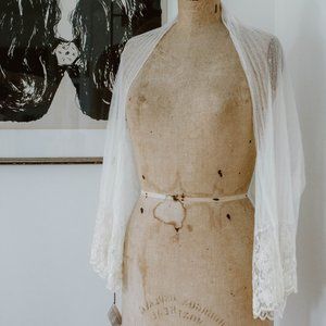 Bridal, BHLDN, Ivory, Shrug, Cover-up, Long Sleeve, Lace, Tulle, Bell Sleeve